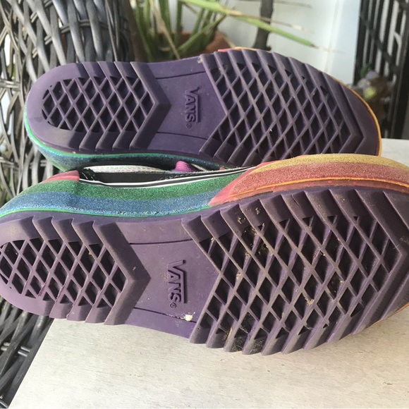 VANS stacked black and rainbow glitter platform US Women's 5 - Picture 8 of 8